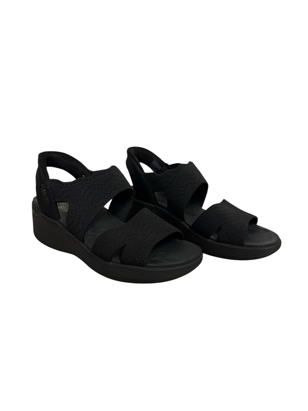 Women’s Black Knit Comfort Wedge Sandal Memory Foam Slip On